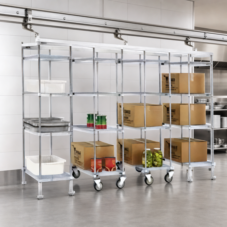 Product image #3 for Eagle Group Master Trak Overhead Track Mobile Unit Kit for 21-Inch Shelves with 74-Inch Posts, Chrome Finish