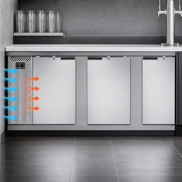 Product image #3 for Continental Refrigerator BB90NSS 90-Inch 35 cu. ft. Three-Door Front Breathing Back Bar Cooler