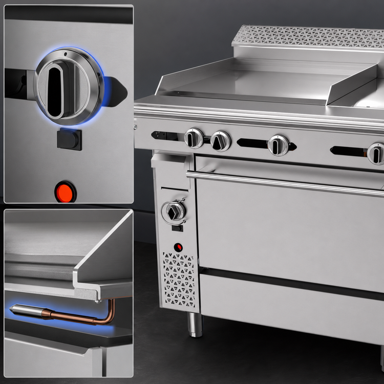 Product image #3 for Garland Cuisine Series 36-Inch Heavy Duty Gas Combination Top Range with 24-Inch Thermostatic Griddle, 12-Inch Hot Top and Convection Oven