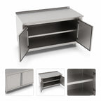 Thumbnail image #3 for John Boos 4CH4R1.5-3672 Enclosed Stainless Steel Work Table, 72 x 36 in, Cabinet Base, 14-Gauge 300 Series Top, 1-1/2 in Rear Riser