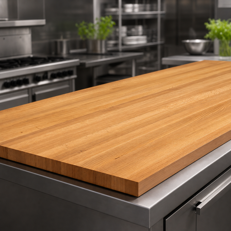 Product image #3 for John Boos Appalachian 108" x 42" x 1-1/2" Edge Grain Red Oak Island Countertop with Penetrating Oil Finish