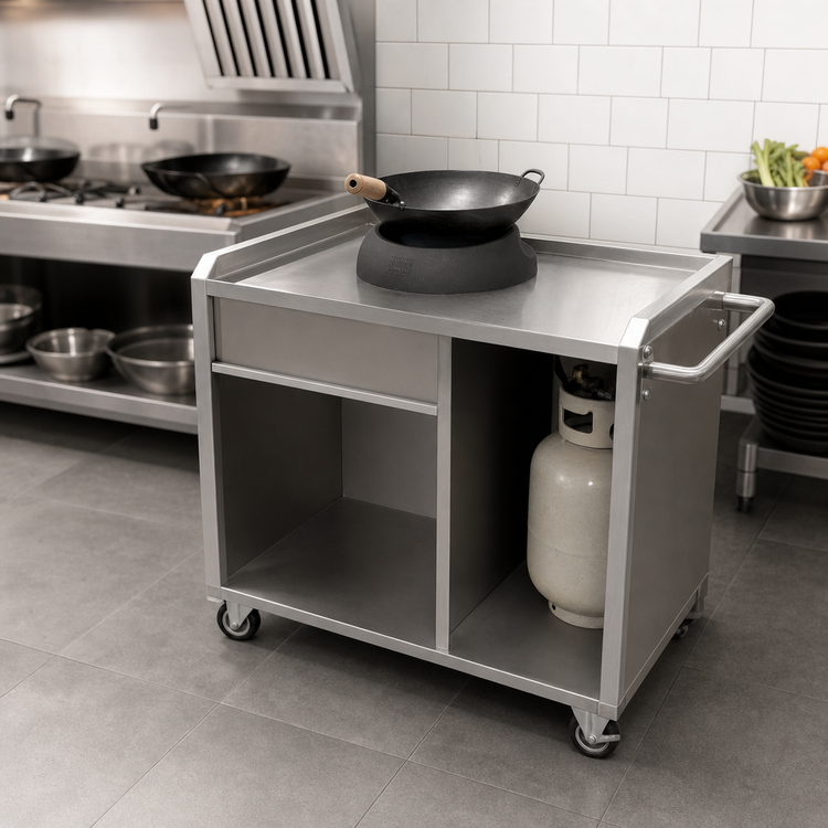 Product image #3 for Town Equipment Mobile Gas Wok Range, Single-Chamber, 24-Inch Base