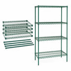 Thumbnail image #3 for Quantum WR86-2442P 4-Shelf Stationary Wire Shelving Starter Kit, 42"W x 24"D x 86"H, Green Epoxy Finish