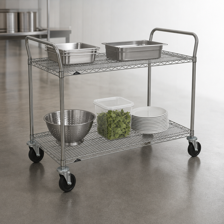 Product image #3 for Metro Super Erecta SP Heavy Duty 2-Shelf Wire Utility Cart, 36 x 24 x 39 Inches, Brite Zinc Finish