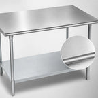 Thumbnail image #3 for Advance Tabco AG-306 72 x 30 in. 16-Gauge 430 Stainless Steel Flat-Top Work Table with Galvanized Adjustable Undershelf