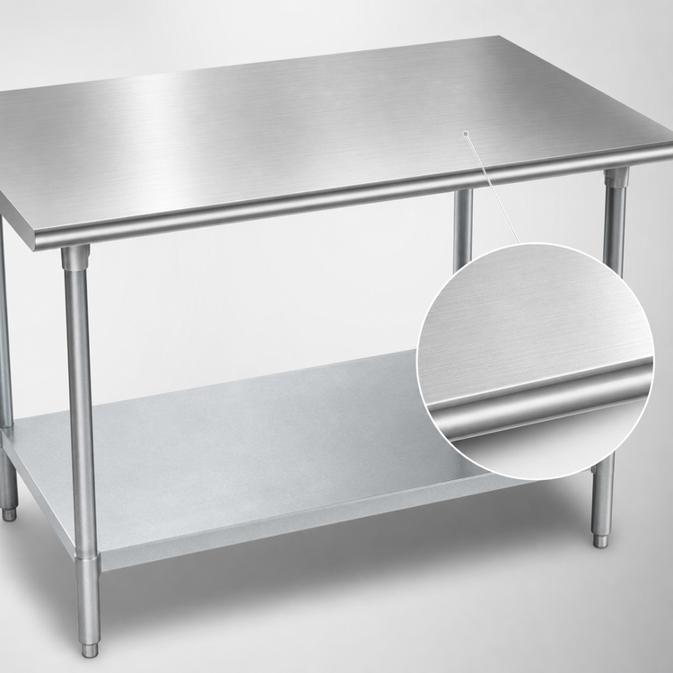 Product image #3 for Advance Tabco 72-Inch x 30-Inch Flat Top Stainless Steel Work Table with Galvanized Undershelf and Legs