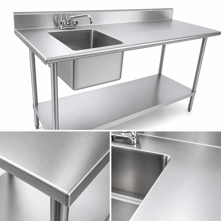 Product image #3 for Serv-Ware 48-Inch Left Sink Table with 1 Bowl, 304 Stainless Steel