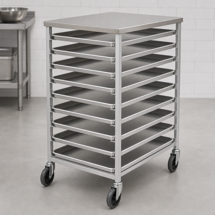 Product image #3 for Panco Mobile Counter-Height Utility Rack with Slides for 10 18 x 26 Pans