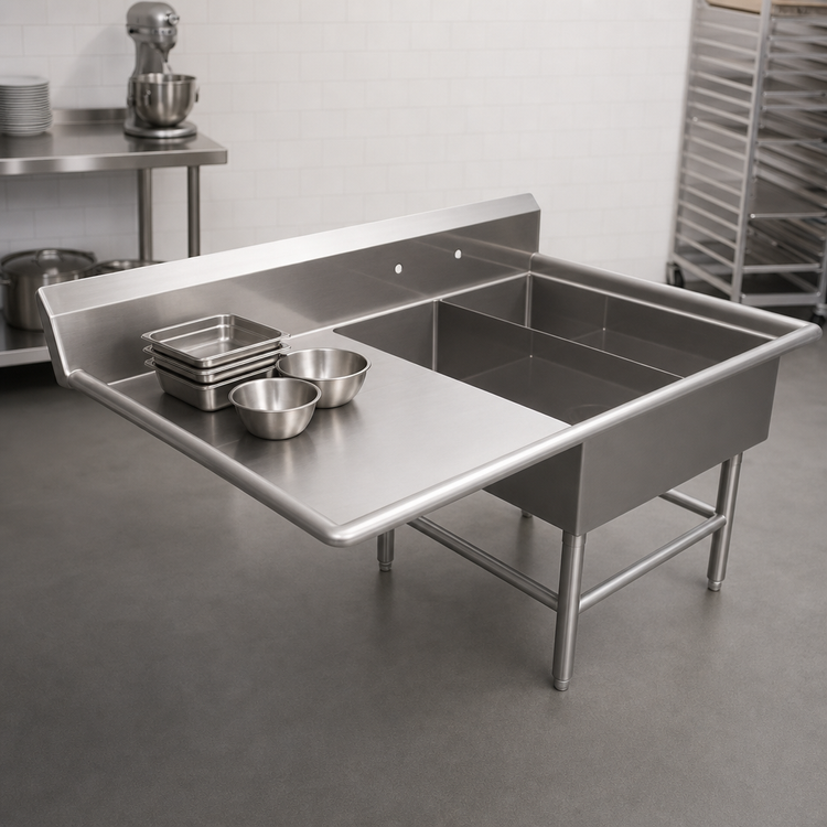 Product image #3 for John Boos Pro-Bowl 2-Compartment Platter Sink with Left Drainboard, 56-3/16"W x 36-1/2"D x 43"H