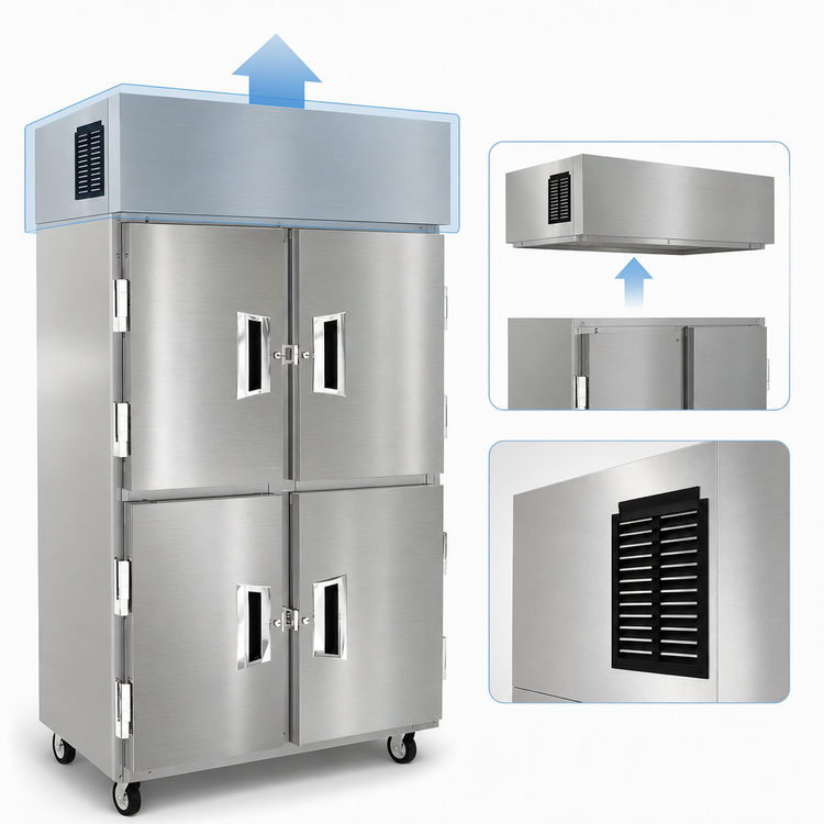 Product image #3 for Delfield 6000XL Two-Section Reach-In Refrigerator with Four Locking Half-Height Solid Doors, 41.5 Cu. Ft., Top-Mounted Self-Contained