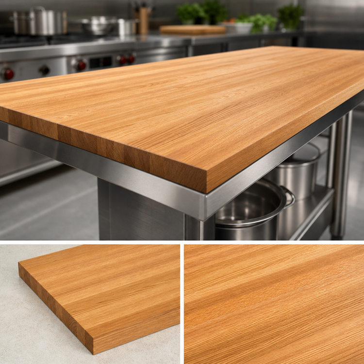 Product image #3 for John Boos Appalachian Red Oak Edge Grain Island Countertop, 120 x 32 x 1-1/2 Inch, Penetrating Oil Finish