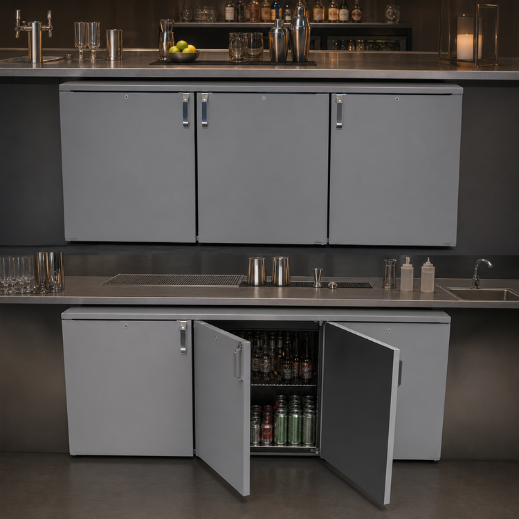 Product image #3 for Glastender Pass-Thru Back Bar Cooler, 72-Inch, Three-Section, Remote Refrigeration, Low Profile