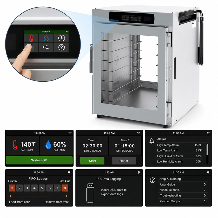 Product image #4 for Metro HotBlox™ Wide 8-Pan Pass-Thru Insulated Holding Cabinet, Digital Touchscreen, Clear Front and Rear Doors, Countertop/Stacking