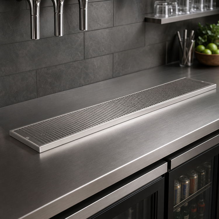 Product image #3 for Micro Matic Surface-Mount Stainless Steel Drip Tray Trough with Louvered Screen, 84 x 8 Inches