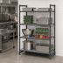Thumbnail image #3 for Cambro Camshelving Basics Plus 4-Tier Stationary Starter Shelving Unit, 24 x 36 x 84 Inches, 3 Vented + 1 Solid Shelves, Brushed Graphite