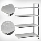 Thumbnail image #3 for Cambro Camshelving® Elements EXA213084S4480 Solid 4-Tier Polymer Shelving Add-On Unit, 30W x 21D x 84H, Speckled Gray
