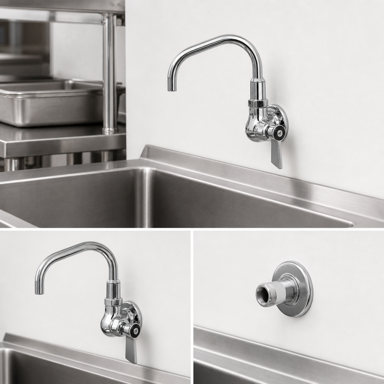 Product image #3 for Fisher ADA-Compliant Wall-Mount Single-Hole Faucet with 12-Inch Swing Spout and Lever Handle, Stainless Steel
