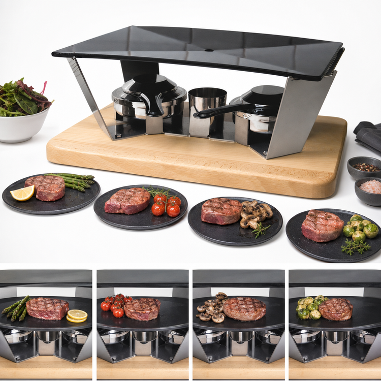 Product image #3 for Bron Coucke Planchetta 4-Serving Griddle Serving Board with Wooden Base