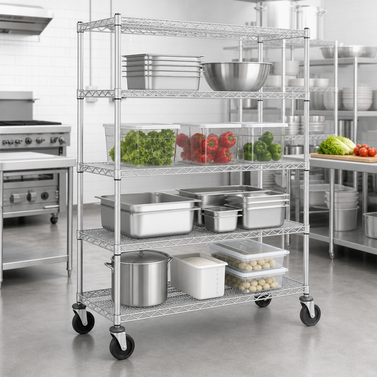 Product image #3 for Metro Super Erecta 4-Shelf Wire Stem Caster Cart, 48 x 24 x 69 Inches