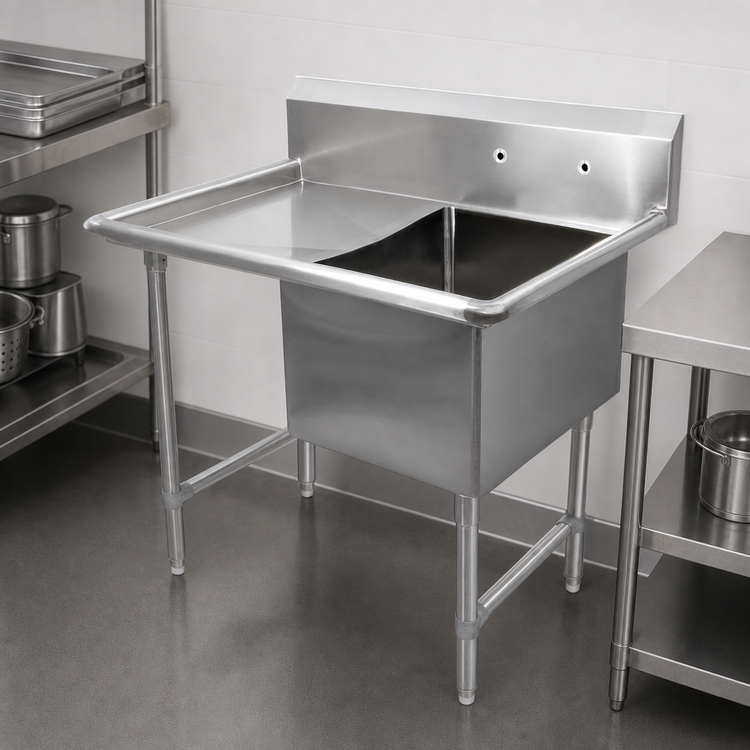 Product image #3 for John Boos B Series 1-Compartment Commercial Sink with Left Drainboard, 24 x 24 x 14 Bowl
