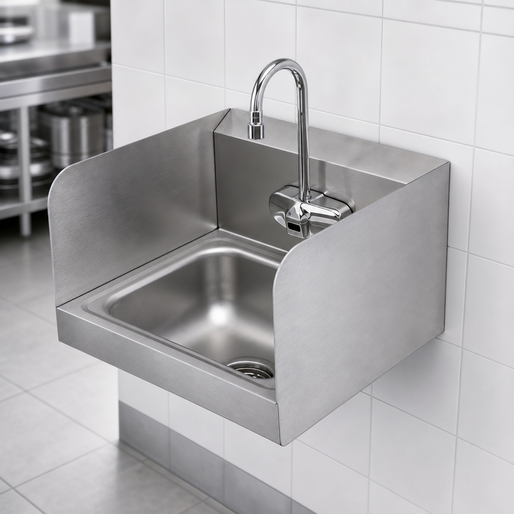 Product image #3 for Wall-Mounted Stainless Steel Hand Sink with 4-Inch Electronic Sensor Faucet