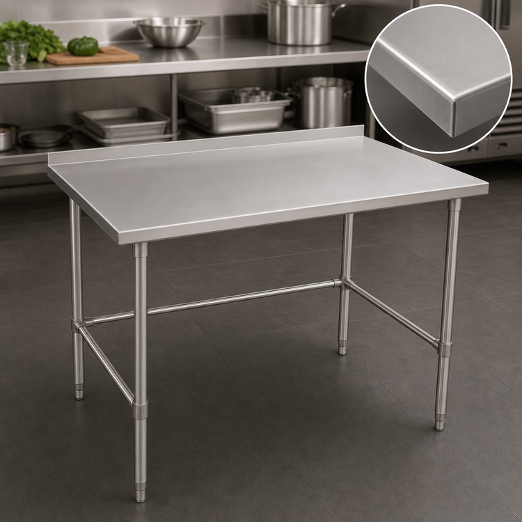 Product image #3 for John Boos Stallion 60-Inch x 36-Inch 16-Gauge 300 Series Stainless Steel Work Table with 1-1/2-Inch Rear Up-Turn