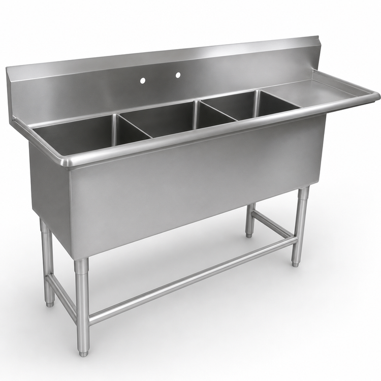 Product image #3 for John Boos Pro-Bowl 3-Compartment Sink with 30-Inch Right Drainboard