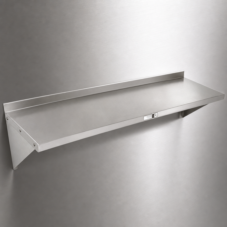 Product image #3 for John Boos Stallion 48" x 12" Wall-Mounted Stainless Steel Shelf with Safety Edge