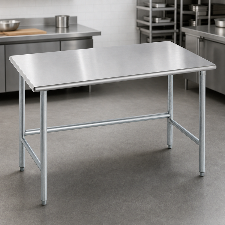 Product image #3 for Advance Tabco TGLG-485 60-Inch x 48-Inch Flat Top Work Table with 14-Gauge 304 Stainless Steel Top and Galvanized Base