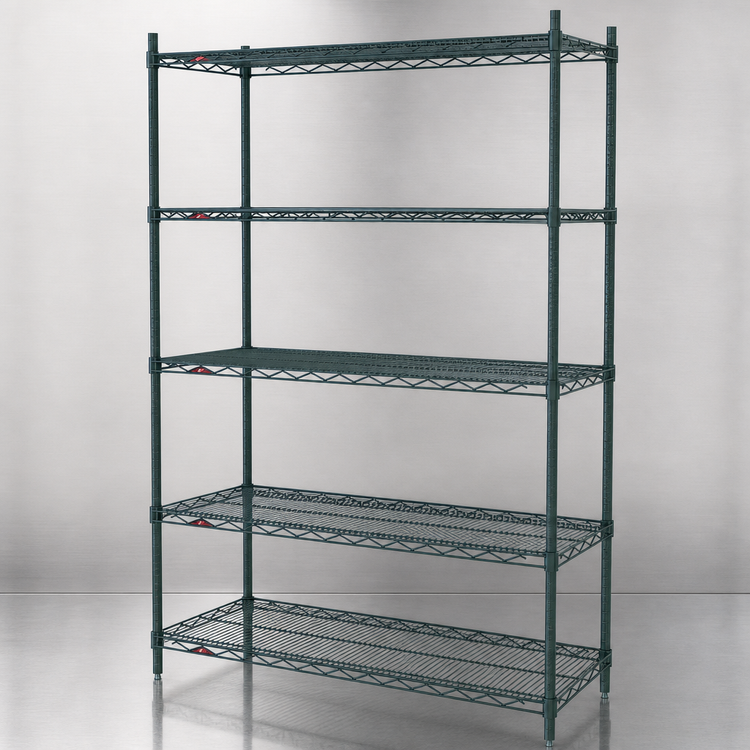 Product image #4 for Metro Super Erecta Stationary Wire Shelving Starter Unit, 48"W x 18"D x 74"H, 5 Shelves, Metroseal 3 Green Epoxy Finish