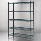 Thumbnail image #4 for Metro Super Erecta 5N357K3 Stationary Wire Shelving Starter Unit, 48"W x 18"D x 74"H, 5 Shelves, Green Epoxy Finish