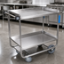 Thumbnail image #3 for BK Resources 2-Tier Stainless Steel Utility Cart with 2 Fixed and 2 Swivel Casters, 700 lb Capacity, Knocked Down
