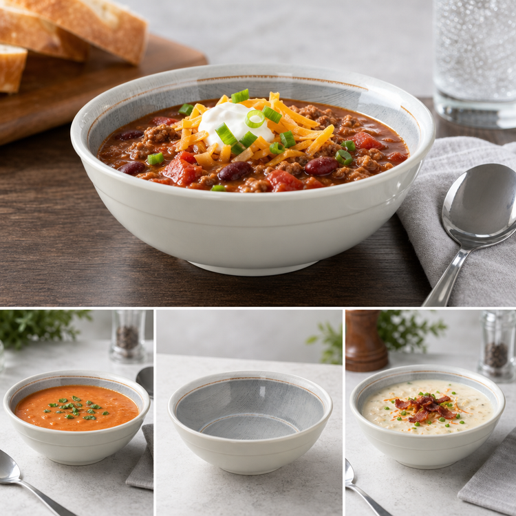 Product image #4 for Grove 20 oz. Smoke Gray Melamine Soup Bowl, 6 Inch Round Rimmed