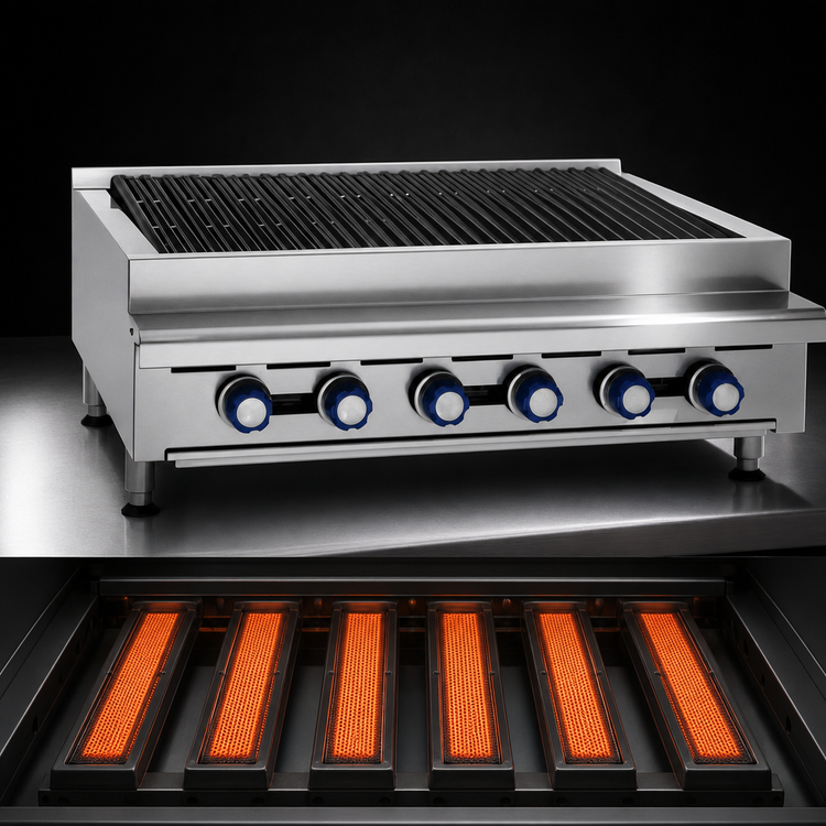 Product image #3 for Imperial 36-Inch Gas Countertop Charbroiler with 6 Radiant Burners and Cast Iron Grates