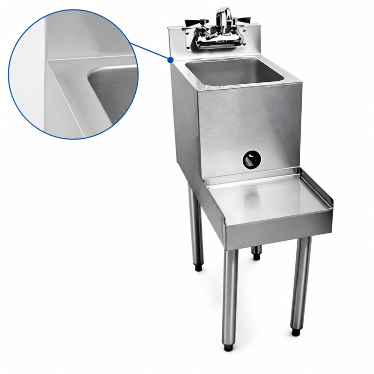 Product image #3 for Choice Freestanding Stainless Steel Underbar Blender Station with Sink, 18" W x 24" D, Left Deck Faucet