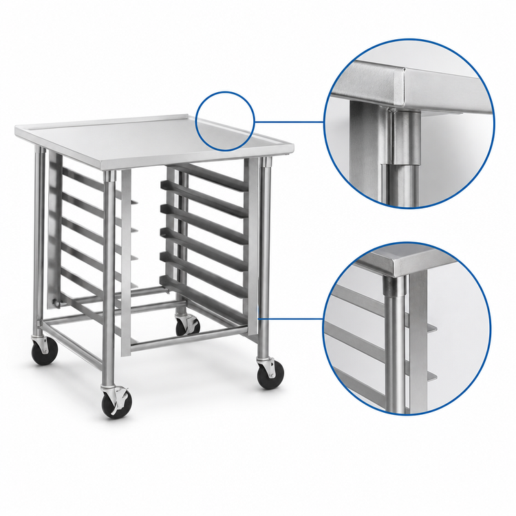 Product image #3 for Eagle Group Uni-Lok Mobile Stainless Steel Mixer Stand, 36" x 30", Pan Rack for 6 Pans