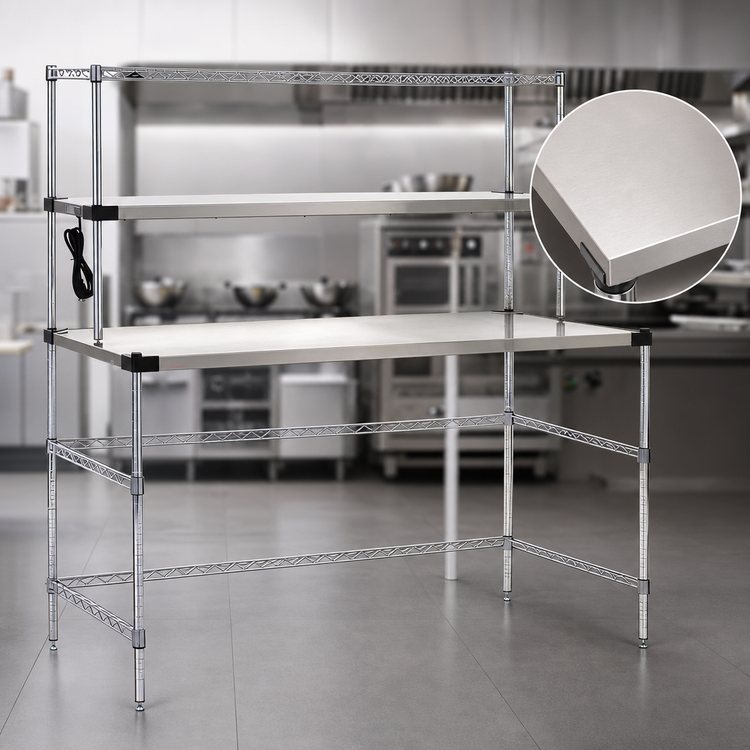 Product image #4 for Metro Super Erecta Hot 60-Inch x 24-Inch Heated Shelf Workstation with Open Base and Overhead Wire Shelf