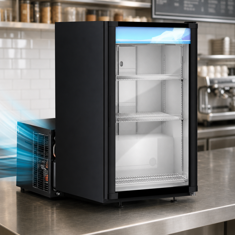Product image #3 for Single-Section Countertop Glass Door Refrigerated Merchandiser, 5.97 Cu. Ft., Rear-Mount Self-Contained, Black