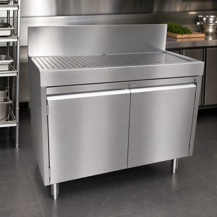 Product image #3 for CHOICE by Glastender 42-Inch Freestanding Stainless Steel Drainboard Cabinet with Hinged Doors