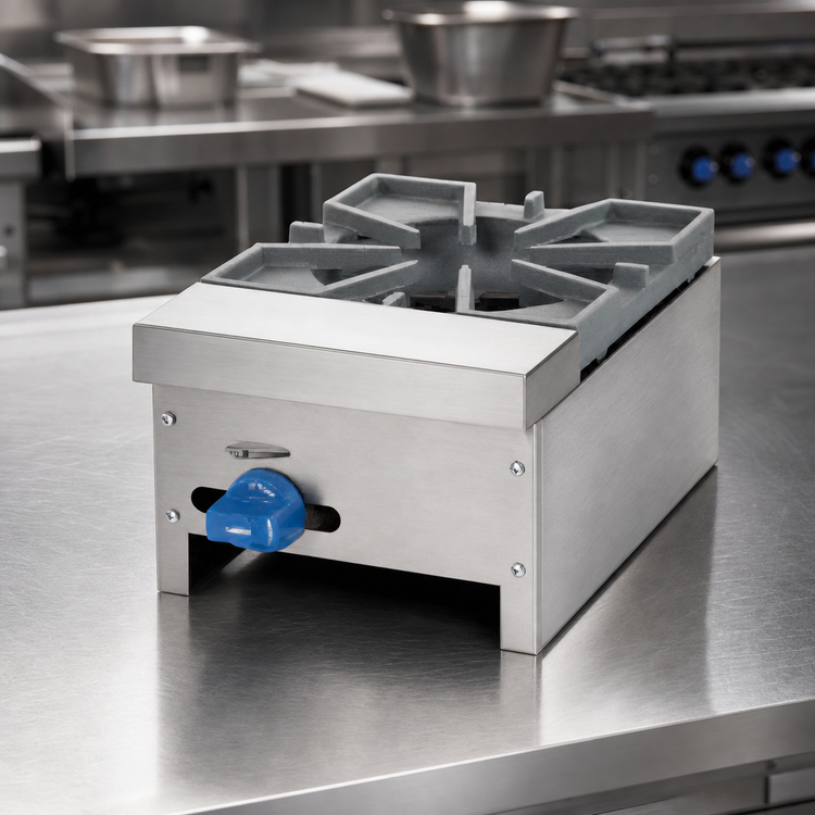 Product image #3 for Comstock-Castle FHP1 Countertop Gas Hot Plate, 12 Inch Wide Single Burner, 24,000 BTU, Stainless Steel, Without Legs