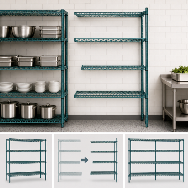 Product image #3 for EagleGard 4-Tier Wire Add-On Shelving Unit with QuadTruss Design, 42 x 24 x 63 Inches, Blue-Green Hybrid Epoxy Finish