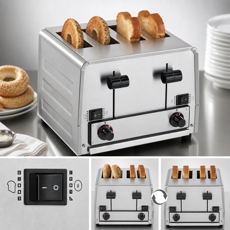Product image #3 for Waring Commercial Heavy-Duty 4-Slot Switchable Bread/Bagel Pop-Up Toaster