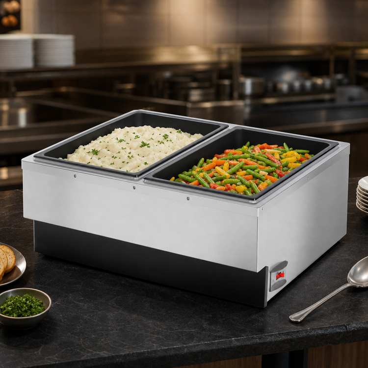 Product image #3 for Vollrath Cayenne® Dual Countertop Wet Food Warmer, 2 Full-Size Pan Capacity