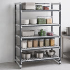 Thumbnail image #3 for Cambro Camshelving® Elements EXU184872V5480 Stationary Starter Polymer Shelving Unit, 5-Tier Vented, 18 x 48 x 72 Inches, Speckled Gray
