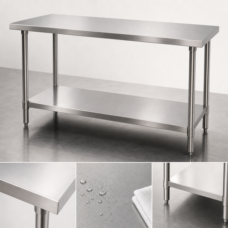 Product image #3 for Mixrite 48-Inch x 30-Inch 18/430 Stainless Steel Work Table with Adjustable Undershelf