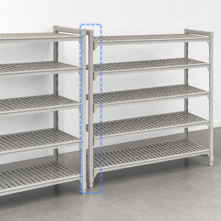 Product image #4 for Cambro Camshelving Premium Stationary 5-Tier Vented Add-On Polymer Shelving Unit, 21 x 72 x 84 Inch, Speckled Gray