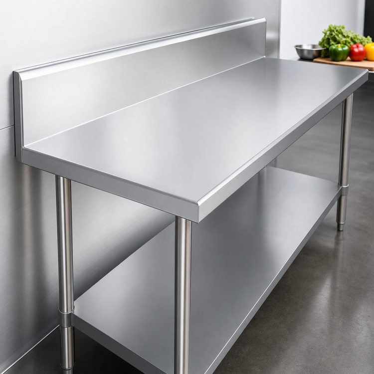 Product image #3 for Duke 144-Inch x 24-Inch Stainless Steel Work Table with 10-Inch Riser, Marine Edge and Undershelf