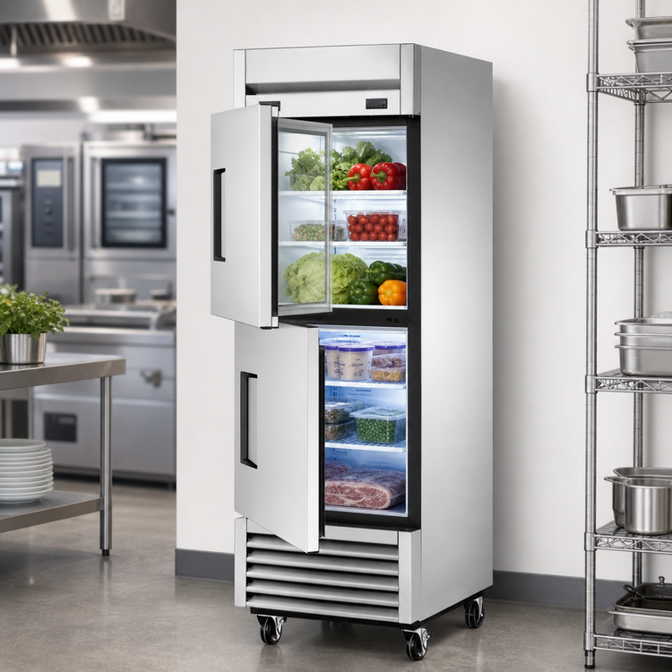 Product image #3 for True T-Series 1-Section Dual Temperature Reach-In Refrigerator/Freezer with 2 Half Doors, 27 1/8 Inch Wide