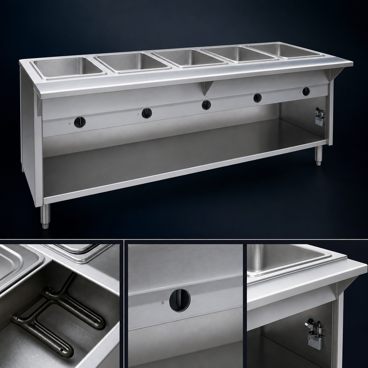 Product image #3 for Spec-Master HT6CB-NG 94.5" Natural Gas 6-Well Hot Food Table with Enclosed Base