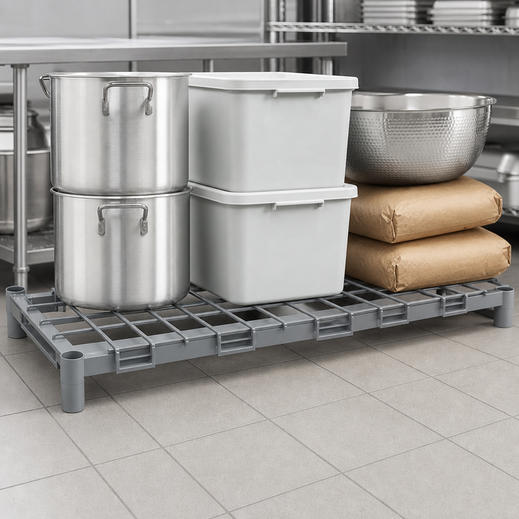 Product image #3 for Quantum 42 x 24 Inch Dunnage Rack with Removable Wire Top Mat, Gray Epoxy Antimicrobial Finish